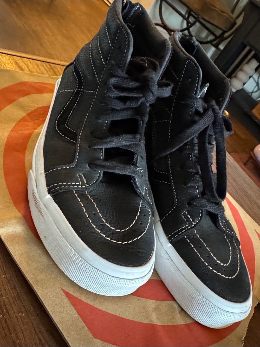 Vans Black High-Top Sneakers with White Stitching